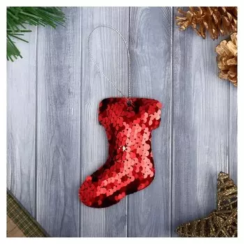 Мягкая подвеска "Сапожок - праздничный перелив" 7*9,5 см