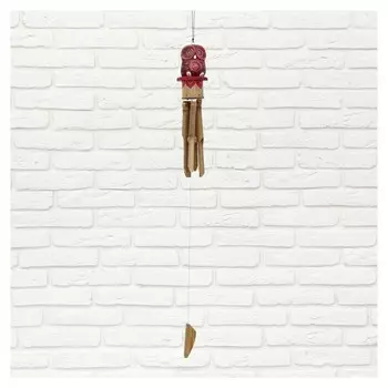 Музыка ветра бамбук "Красная совушка" 7х7х30 см