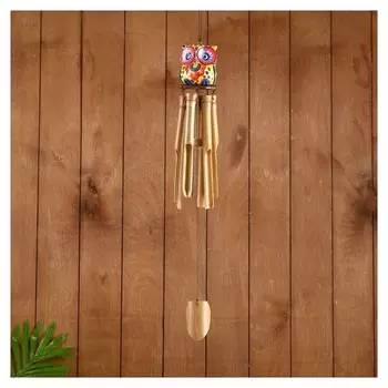 Музыка ветра бамбук "Разноцветная совушка" 7х7х30 см