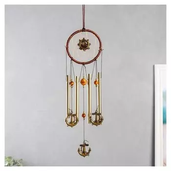 Музыка ветра+ловец снов "Корабль в круге" 4 трубки 40 см