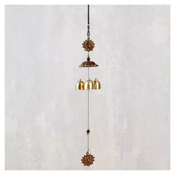 Музыка ветра металл "Ганеша в лотосе" 3 колокольчика 40 см