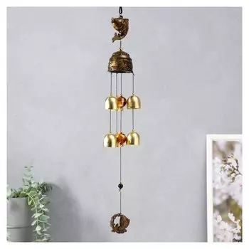 Музыка ветра металл "Карп" 7 колокольчиков 46 см