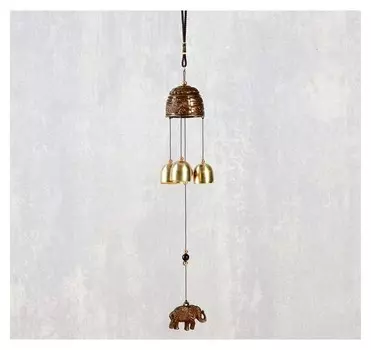 Музыка ветра металл "Слон" 3 колокольчика 40 см