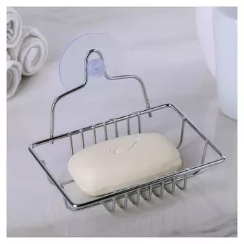 Мыльница прямоугольная на присосках 12.5×9×9 см