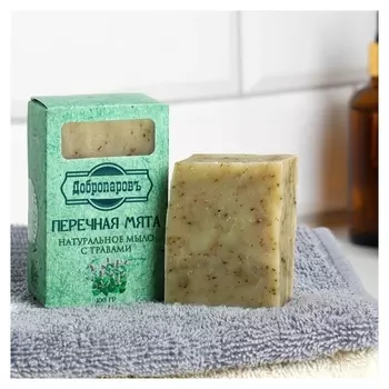 Мыло банное натуральное с травами в коробке "Мята перечная" добропаровъ