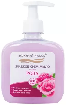Мыло-крем жидкое 300 г золотой идеал "Роза", дозатор, 606781