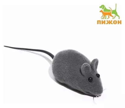 Мышь бархатная, 6 см, серая