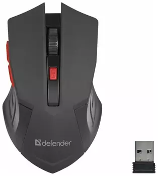 Мышь беспроводная Defender Accura Mm-275, Usb, 5 кнопок + 1 колесо-кнопка, оптическая, красная, 52276