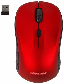 Мышь беспроводная Sonnen V-111, Usb, 800/1200/1600 Dpi, 4 кнопки, оптическая, красная, 513520