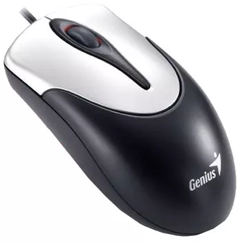 Мышь проводная GENIUS NetScroll 100 V2, USB, 2 кнопки + 1 колесо-кнопка, оптическая, чёрно-серебристая