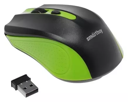 Мышь Smartbuy ONE 352, беспроводная, оптическая, 1600 Dpi, 2xaaa (Не в компл), зелёно-чёрная