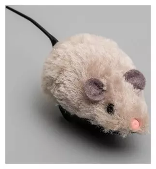 Мышь заводная меховая малая, 8,5 см, серая