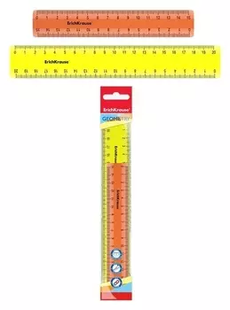 Набор 2 линейки Erichkrause Neon, 15 см и 20 см, жёлтая и оранжевая, в флоупаке