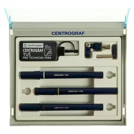 Набор 3 рапидографов Centropen 9070, линия: 0.25, 0.35, 0.50 + тушь + держатель, пластиковый кейс