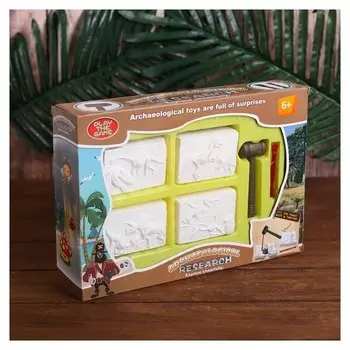 Набор археолога серия из 4 брикетов "Динозавры" + молоток, долото