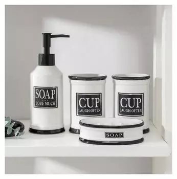 Набор аксессуаров для ванной комнаты «Локко», 4 предмета (Мыльница, дозатор 320мл, два стакана)