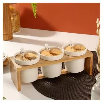 Набор банок для хранения на подставке "Вкус мечты", 200 мл, 3 шт