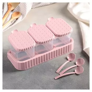 Набор банок для сыпучих продуктов, 22,5×11,5×8,5 см, 3 шт, на подставке