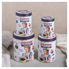 Набор банок для сыпучих продуктов Coffee, 4 шт: 10,6×14/8,8×12,5/7,5×11/6×9 см