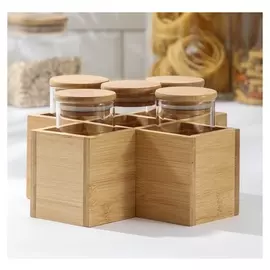 Набор банок для сыпучих продуктов «Эко», 300 мл, 5 шт, на подставке