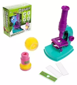 Набор биолога 6 предметов: микроскоп, 2 калейдоскопа, 2 пустых слайда, образец клеток