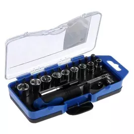 Набор бит и торцевых головок Tundra, вороток с трещоткой, в пластиковом кейсе, 23 предмета