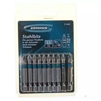 Набор бит рz2х50 Gross, сталь S2 (Набор 10шт)