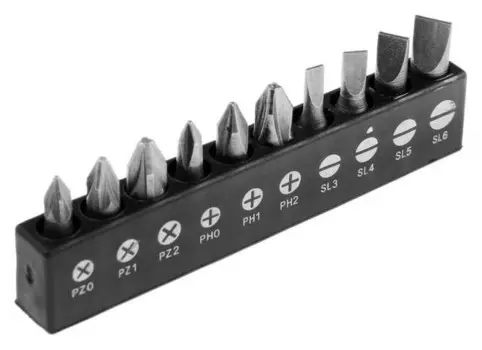 Набор бит Tundra, сталь Crv, PH, PZ, SL х 25 мм, 10 шт.