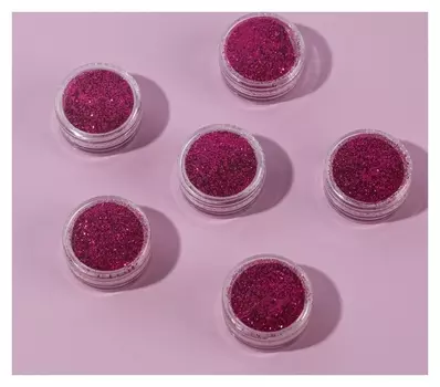 Набор блесток для декора, мелкий помол, цвет насыщенный розовый, 6 штук