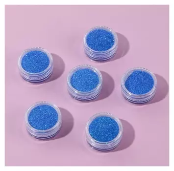 Набор блесток для декора, мелкий помол, цвет небесно-голубой, 6 штук