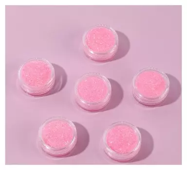 Набор блесток для декора, мелкий помол, цвет ярко-розовый, 6 штук