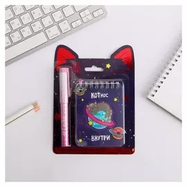 Набор блокнот и ручка "Котмос внутри"