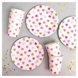 Набор бумажной посуды «Сердца»