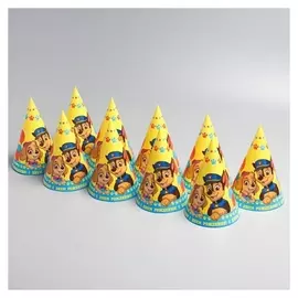 Набор бумажных колпаков "С днем рождения!" команда, щенячий патруль, 10 шт