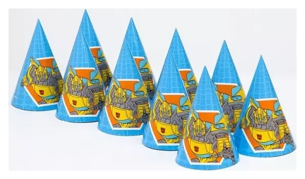 Набор бумажных колпаков "С днем рождения!", трансформеры, 10 шт