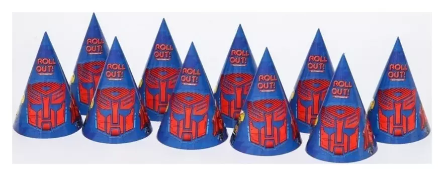 Набор бумажных колпаков "С днем рождения!", трансформеры, 10 шт
