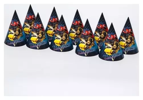 Набор бумажных колпаков "С днем рождения!", трансформеры, 10 шт
