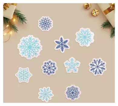 Набор бумажных наклеек «Снежинки», 10 шт