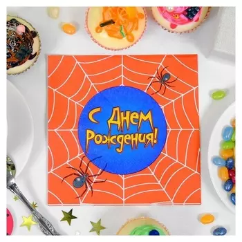 Набор бумажных салфеток «С днём рождения», паутина, 33х33, 20 шт.