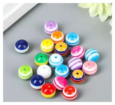 Набор бусин декоративных пластик "Радужные шарики" набор 20 шт 1х1 см