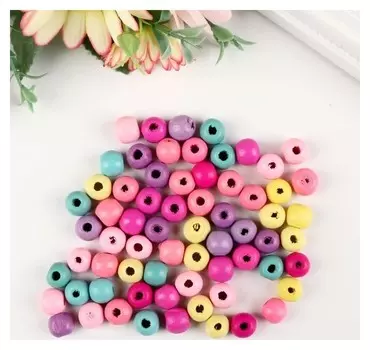 Набор бусин для творчества дерево "Шарики цветные" набор 20 гр 1х0,9 см