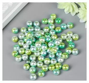Набор бусин для творчества пластик "Градиент зелёный", 20 г, D=0,8 см, отверстия/без