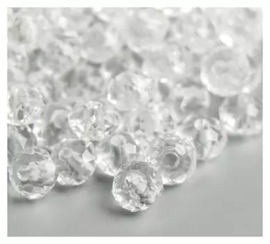 Набор бусин для творчества пластик "Кристалл с гранями прозрачный" 20 гр 0,4х0,6х0,6 см