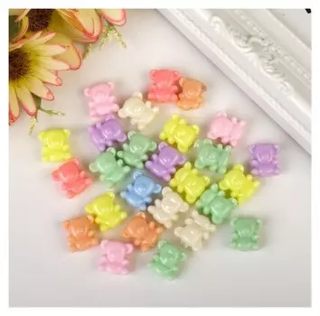 Набор бусин для творчества пластик "Медвежонок. пастельные тона" н-р 26 шт 15 гр 1,3х1,3 см 443801