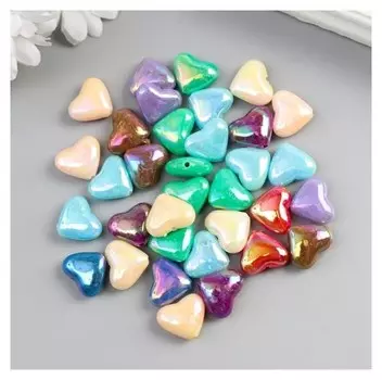 Набор бусин для творчества пластик "Сердечко" перламутр 20гр 1,5х1,2х0,5 см