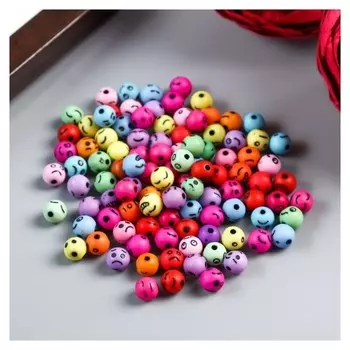 Набор бусин для творчества пластик "Смайлик" набор 100 шт 0,6х0,6 см