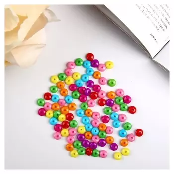 Набор бусин для творчества пластик "Яркие кружочки" набор 100 шт 0,4х0,8х0,8 см