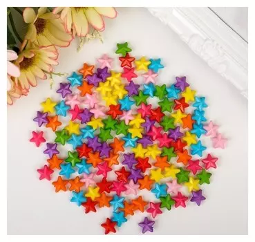 Набор бусин для творчества пластик "Яркие звёзды" набор 120 шт 0,4х1х1 см