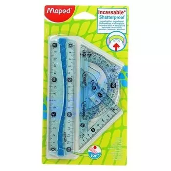 Набор чертежный Flex: Линейка 15 см, 2-треугольника 12 см, транспортир