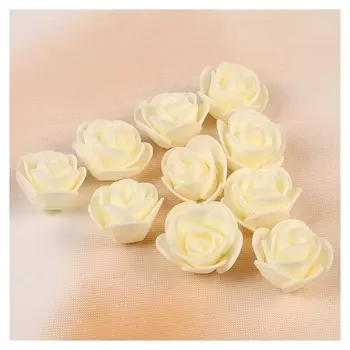 Набор цветов для декора из фоамирана, D=3 см, 10 шт, бежевый